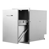 Pull Out Trash Drawer 17.7x25x22.8 Inch Raised Style Trash Bin with Pull-Out Tray Stainless Steel Trash Drawer with Handle for Outdoor Kitchen BBQ Island